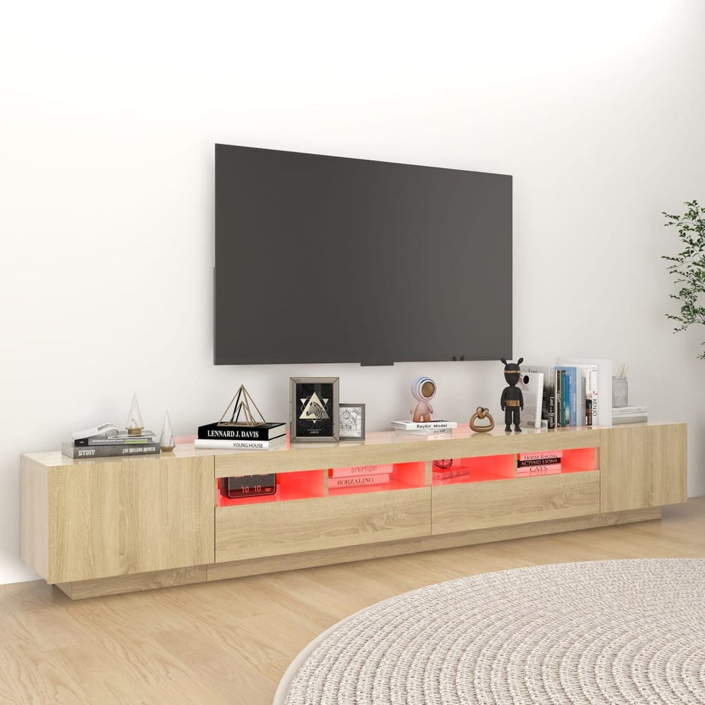 Tv-meubel met LED-verlichting 260x35x40 cm sonoma eikenkleurig MeubelReus