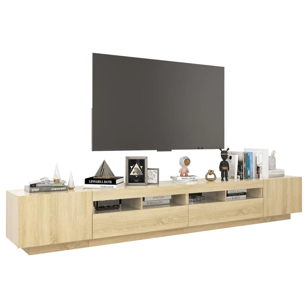 Tv-meubel met LED-verlichting 260x35x40 cm sonoma eikenkleurig MeubelReus