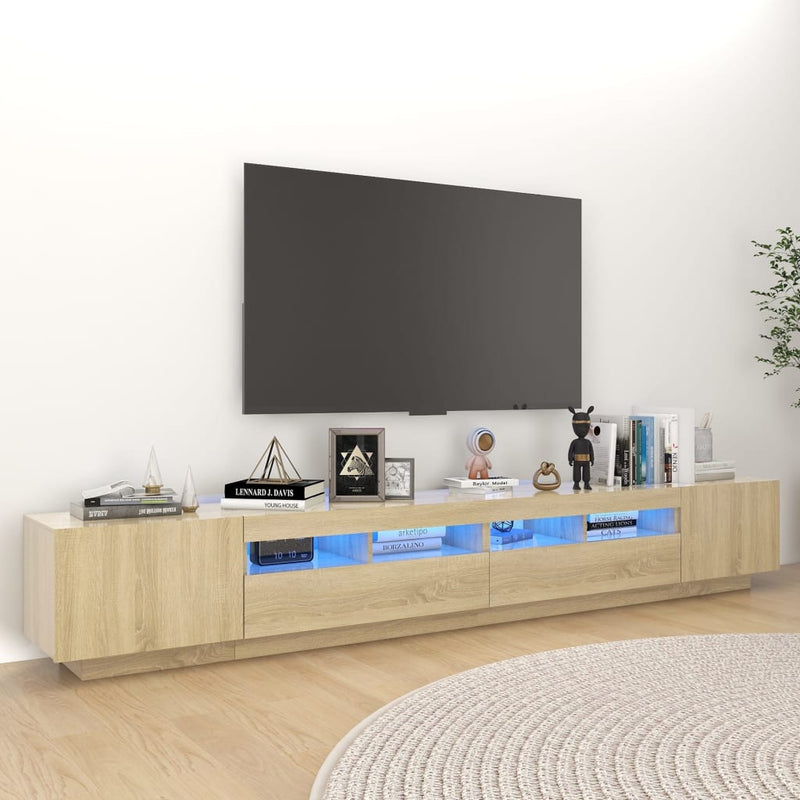 Tv-meubel met LED-verlichting 260x35x40 cm sonoma eikenkleurig MeubelReus