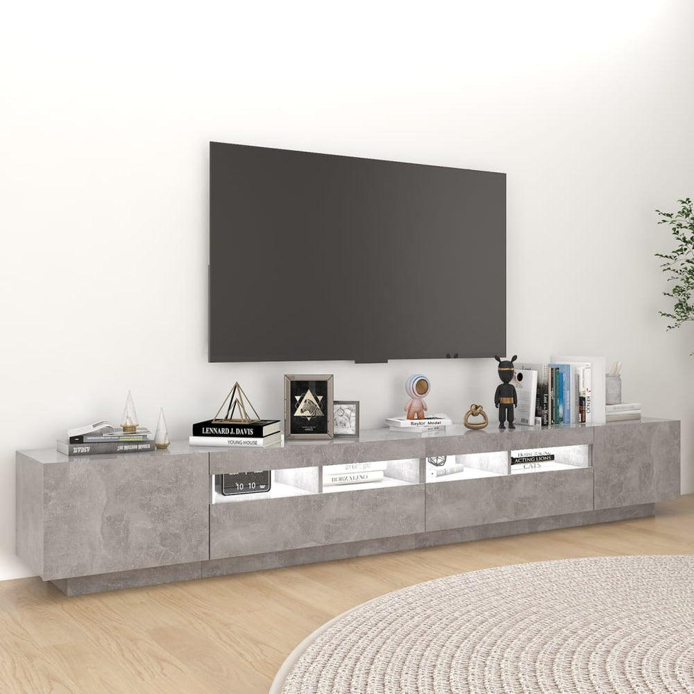Tv-meubel met LED-verlichting 260x35x40 cm betongrijs MeubelReus