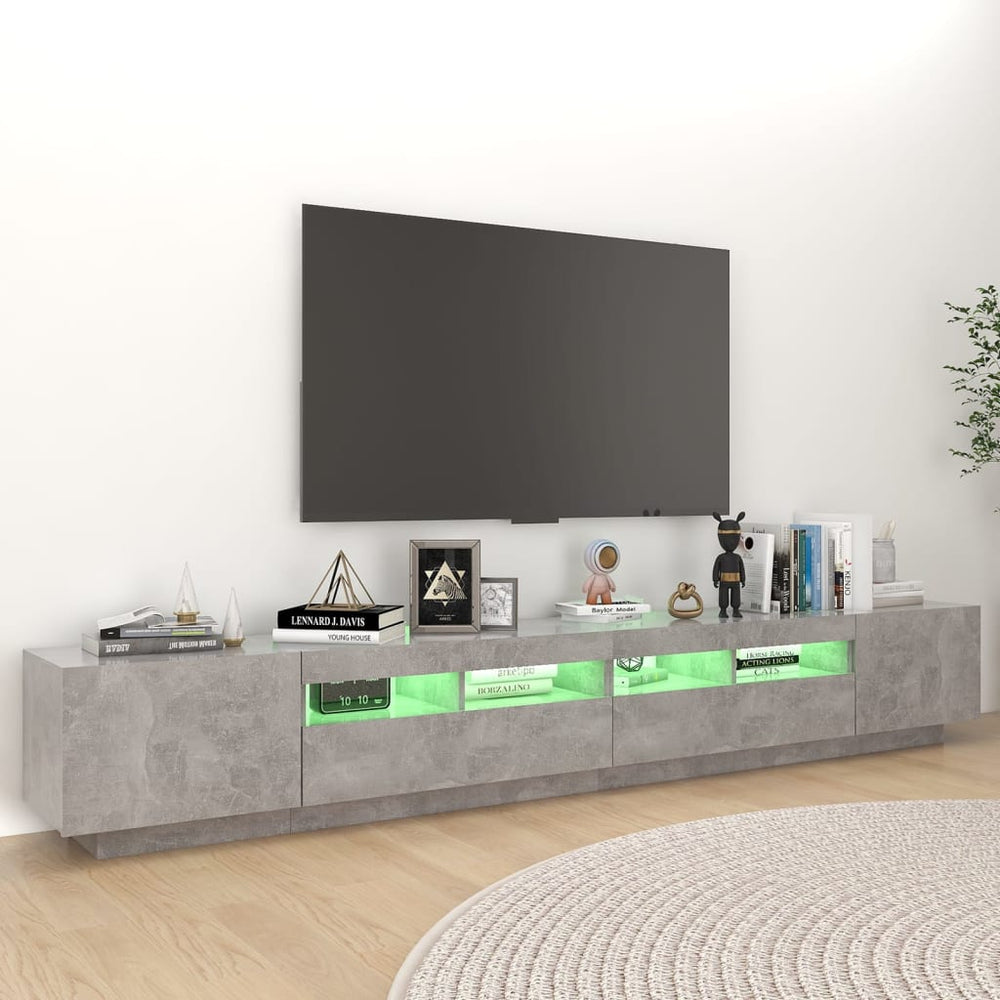 Tv-meubel met LED-verlichting 260x35x40 cm betongrijs MeubelReus