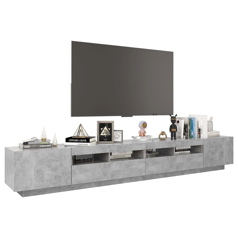 Tv-meubel met LED-verlichting 260x35x40 cm betongrijs MeubelReus