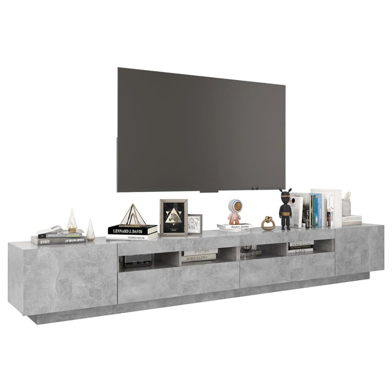 Tv-meubel met LED-verlichting 260x35x40 cm betongrijs MeubelReus