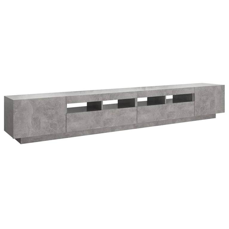 Tv-meubel met LED-verlichting 260x35x40 cm betongrijs MeubelReus