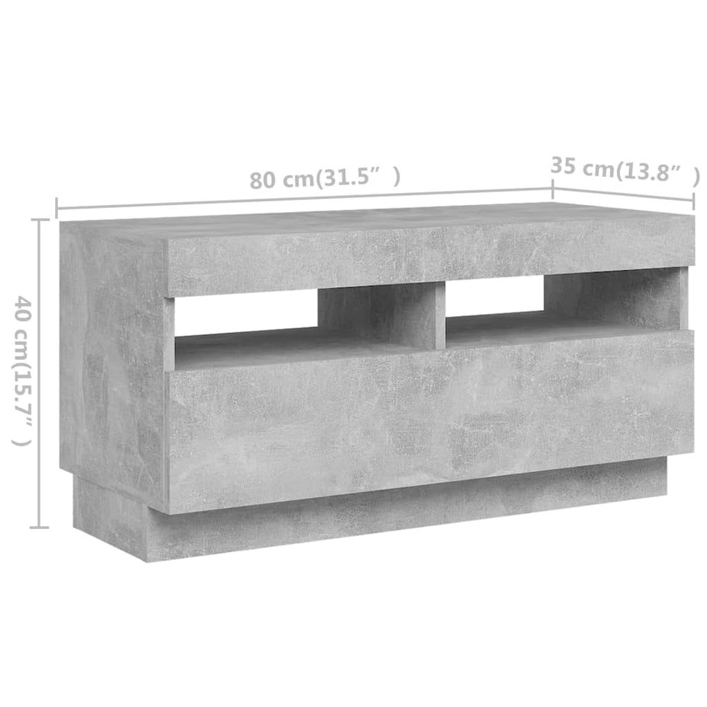 Tv-meubel met LED-verlichting 260x35x40 cm betongrijs MeubelReus