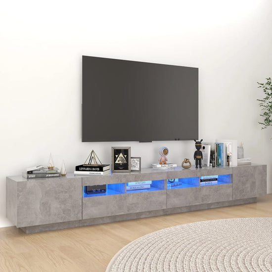 Tv-meubel met LED-verlichting 260x35x40 cm betongrijs MeubelReus