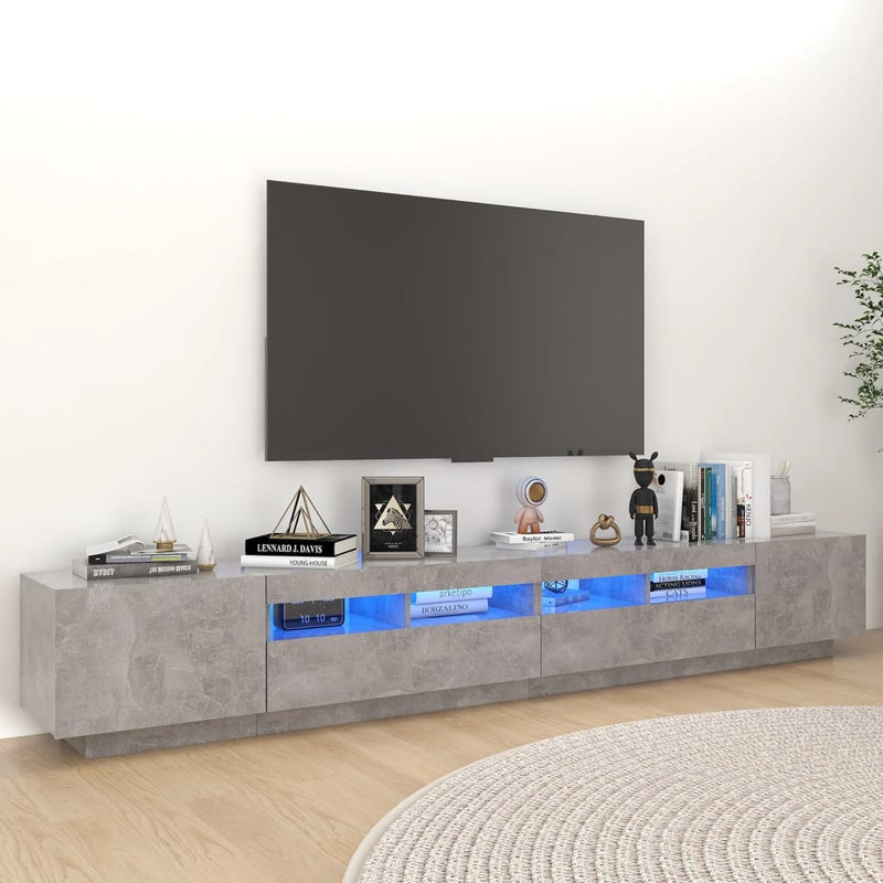 Tv-meubel met LED-verlichting 260x35x40 cm betongrijs MeubelReus