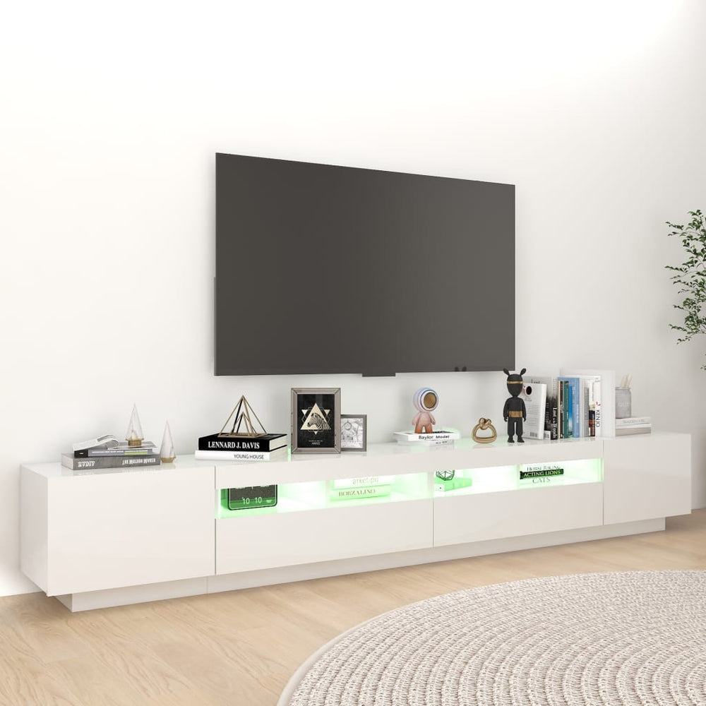 Tv-meubel met LED-verlichting 260x35x40 cm hoogglans wit MeubelReus