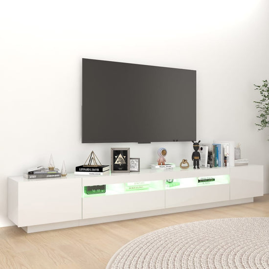 Tv-meubel met LED-verlichting 260x35x40 cm hoogglans wit MeubelReus