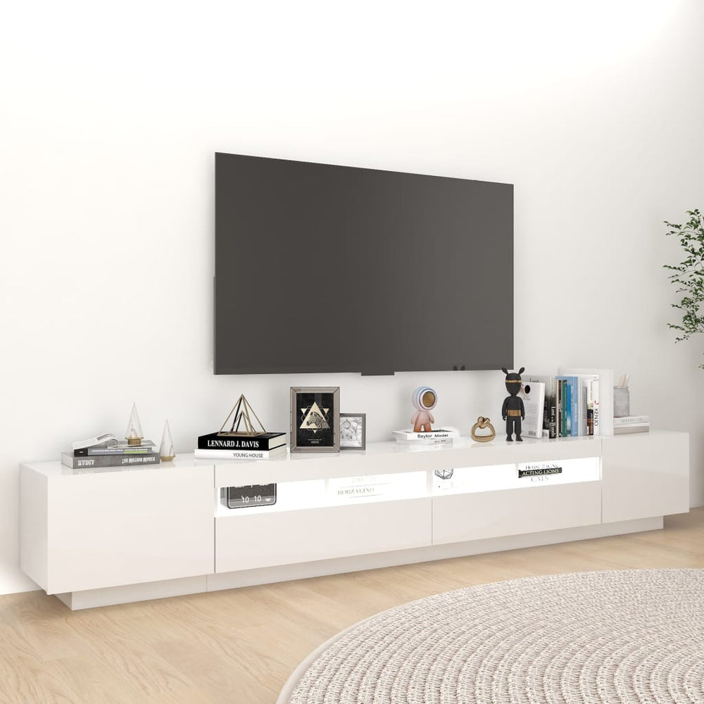 Tv-meubel met LED-verlichting 260x35x40 cm hoogglans wit MeubelReus