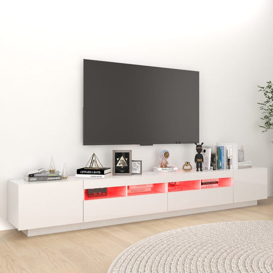 Tv-meubel met LED-verlichting 260x35x40 cm hoogglans wit MeubelReus
