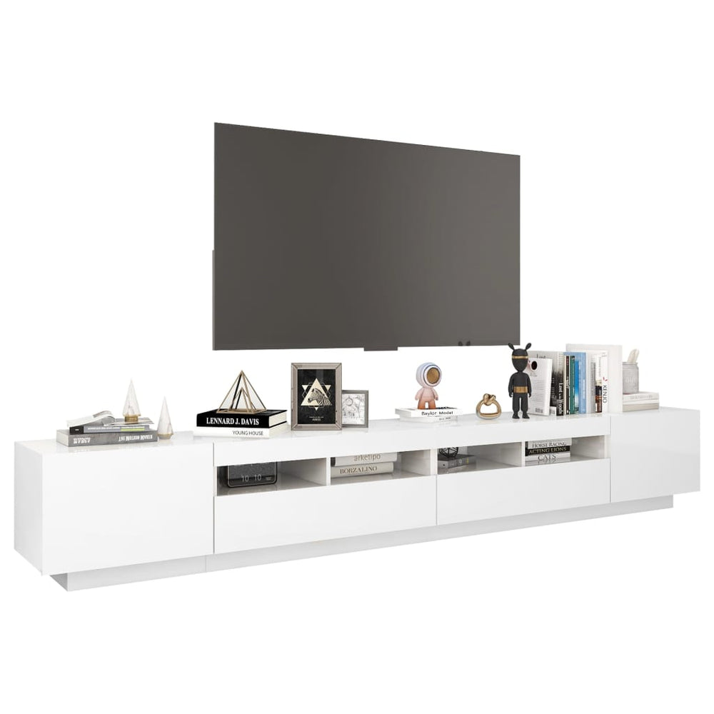 Tv-meubel met LED-verlichting 260x35x40 cm hoogglans wit MeubelReus