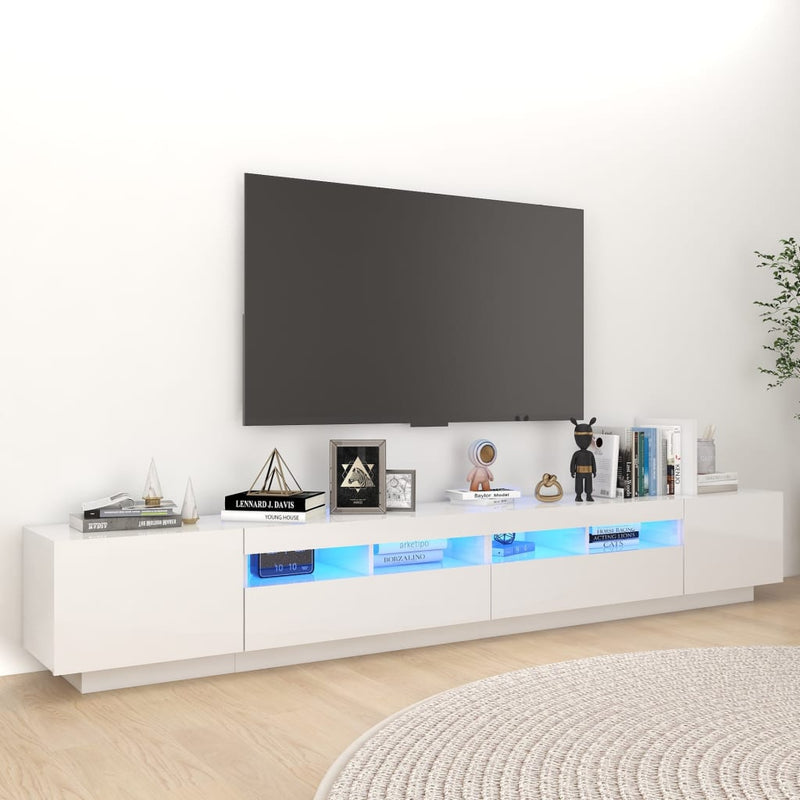 Tv-meubel met LED-verlichting 260x35x40 cm hoogglans wit MeubelReus