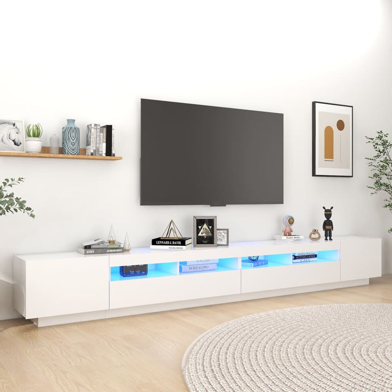 Tv-meubel met LED-verlichting 300x35x40 cm wit MeubelReus