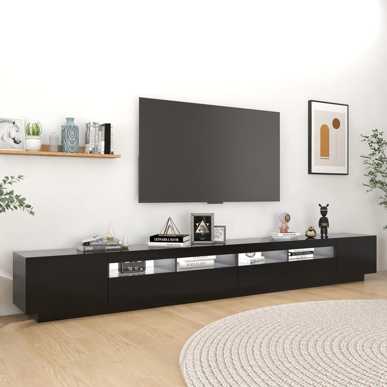 Tv-meubel met LED-verlichting 300x35x40 cm zwart MeubelReus
