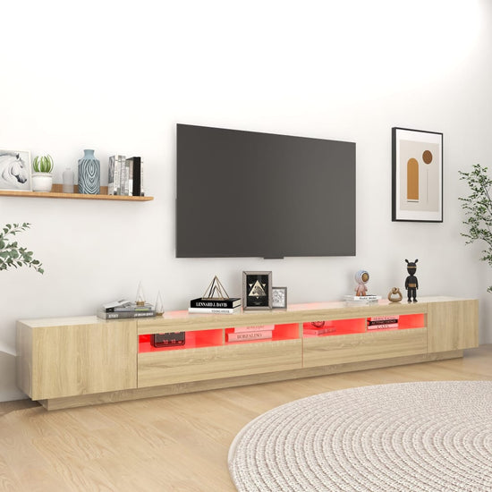 Tv-meubel met LED-verlichting 300x35x40 cm sonoma eikenkleurig MeubelReus