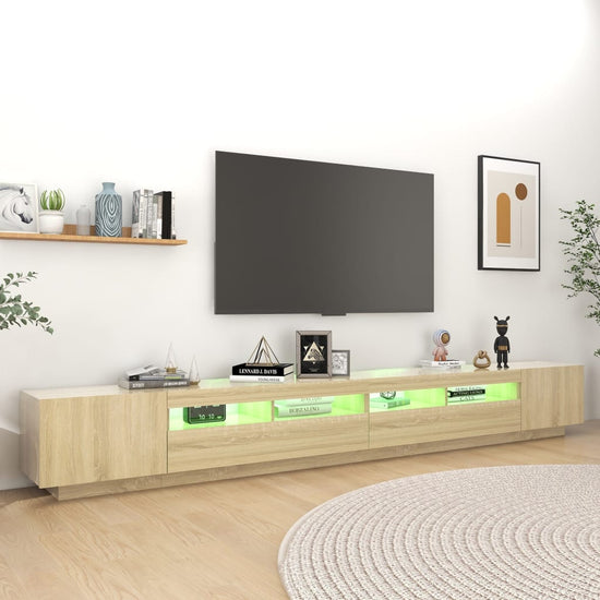 Tv-meubel met LED-verlichting 300x35x40 cm sonoma eikenkleurig MeubelReus