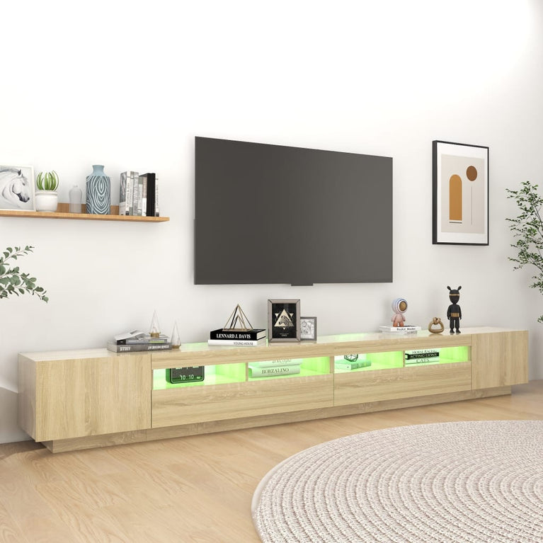 Tv-meubel met LED-verlichting 300x35x40 cm sonoma eikenkleurig MeubelReus
