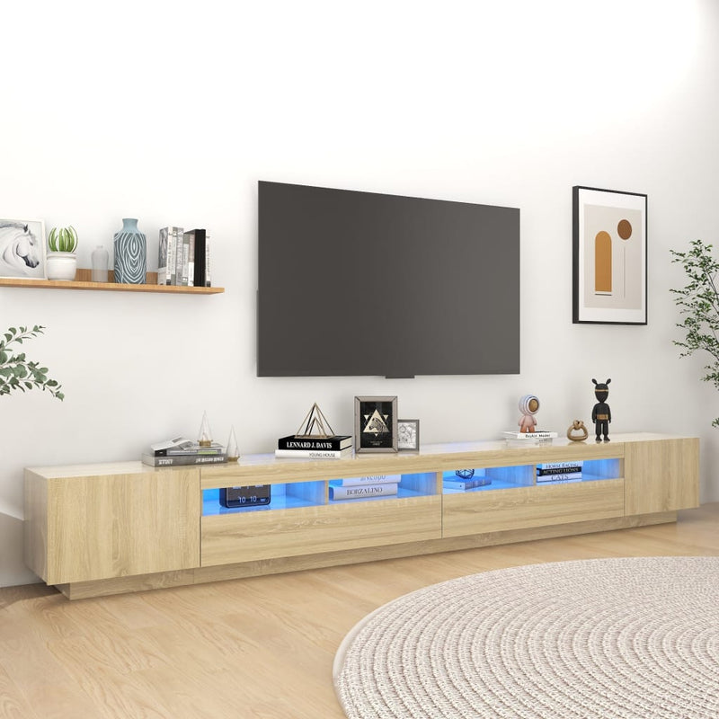 Tv-meubel met LED-verlichting 300x35x40 cm sonoma eikenkleurig MeubelReus