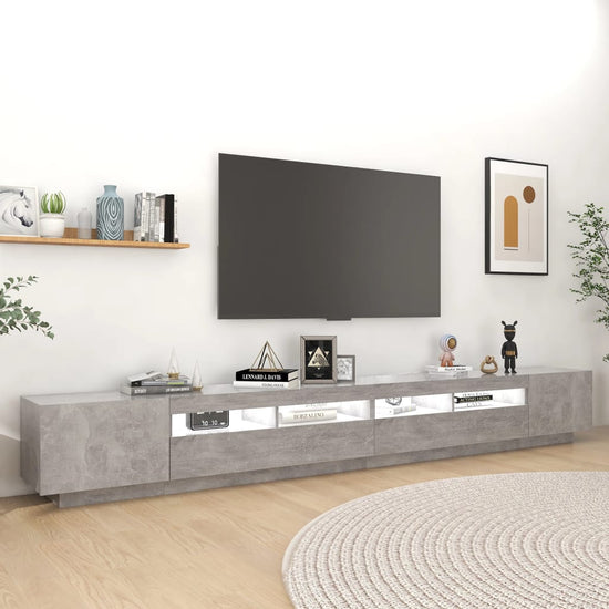 Tv-meubel met LED-verlichting 300x35x40 cm betongrijs MeubelReus