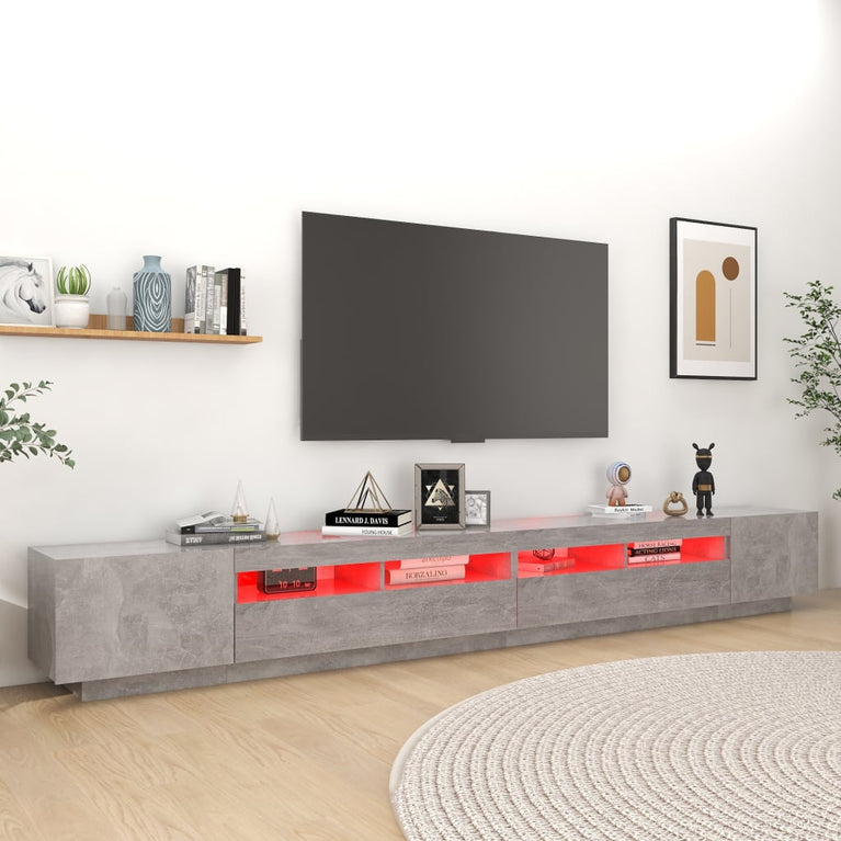 Tv-meubel met LED-verlichting 300x35x40 cm betongrijs MeubelReus