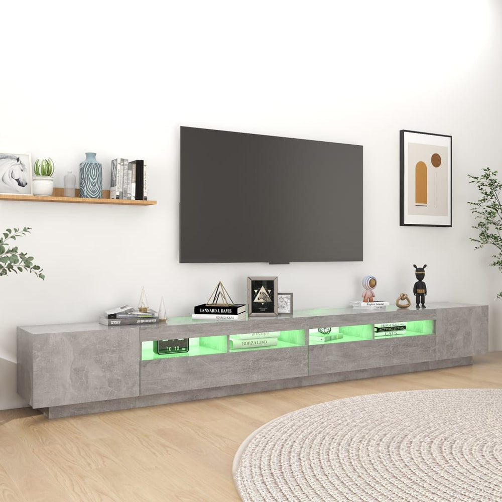 Tv-meubel met LED-verlichting 300x35x40 cm betongrijs MeubelReus