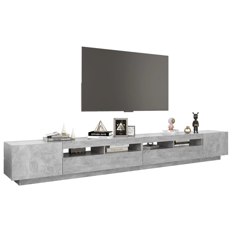 Tv-meubel met LED-verlichting 300x35x40 cm betongrijs MeubelReus