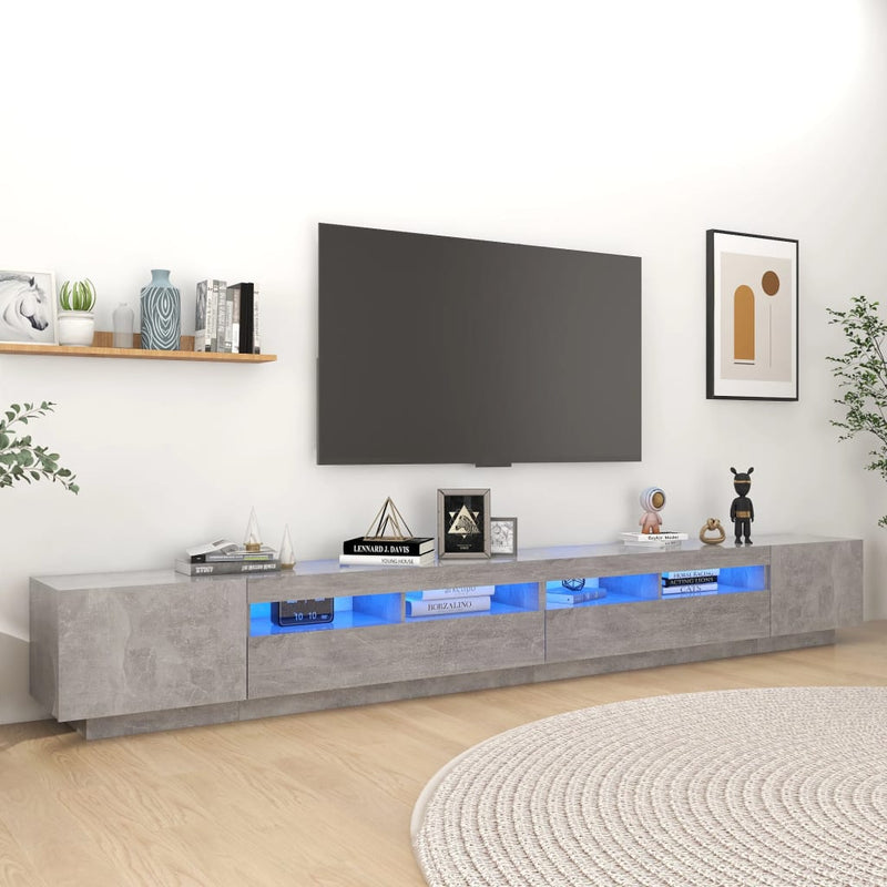 Tv-meubel met LED-verlichting 300x35x40 cm betongrijs MeubelReus