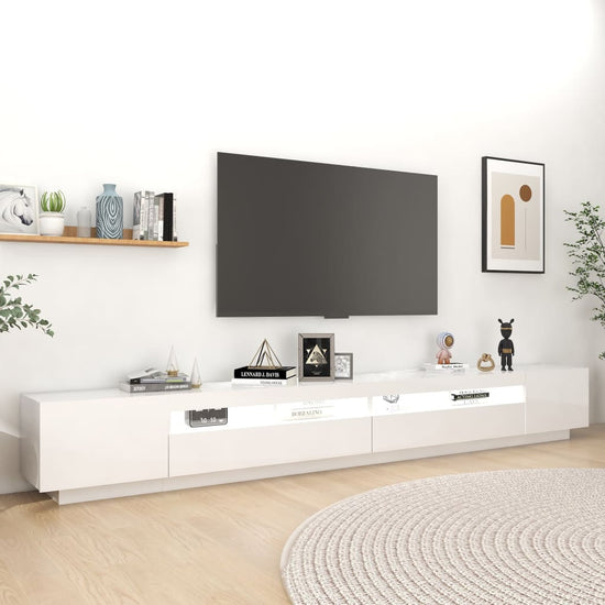 Tv-meubel met LED-verlichting 300x35x40 cm hoogglans wit MeubelReus