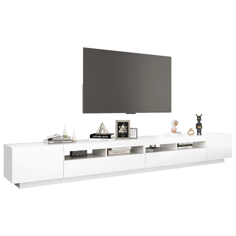 Tv-meubel met LED-verlichting 300x35x40 cm hoogglans wit MeubelReus