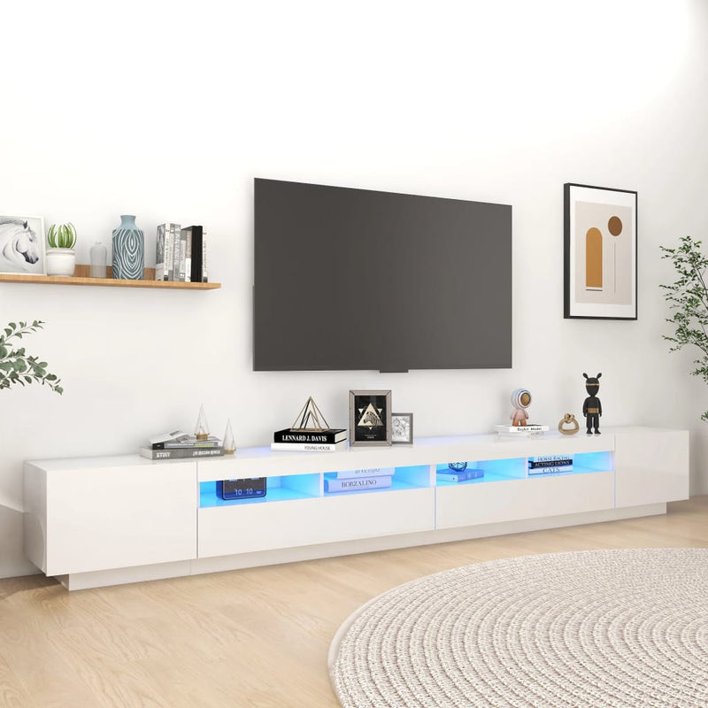 Tv-meubel met LED-verlichting 300x35x40 cm hoogglans wit MeubelReus