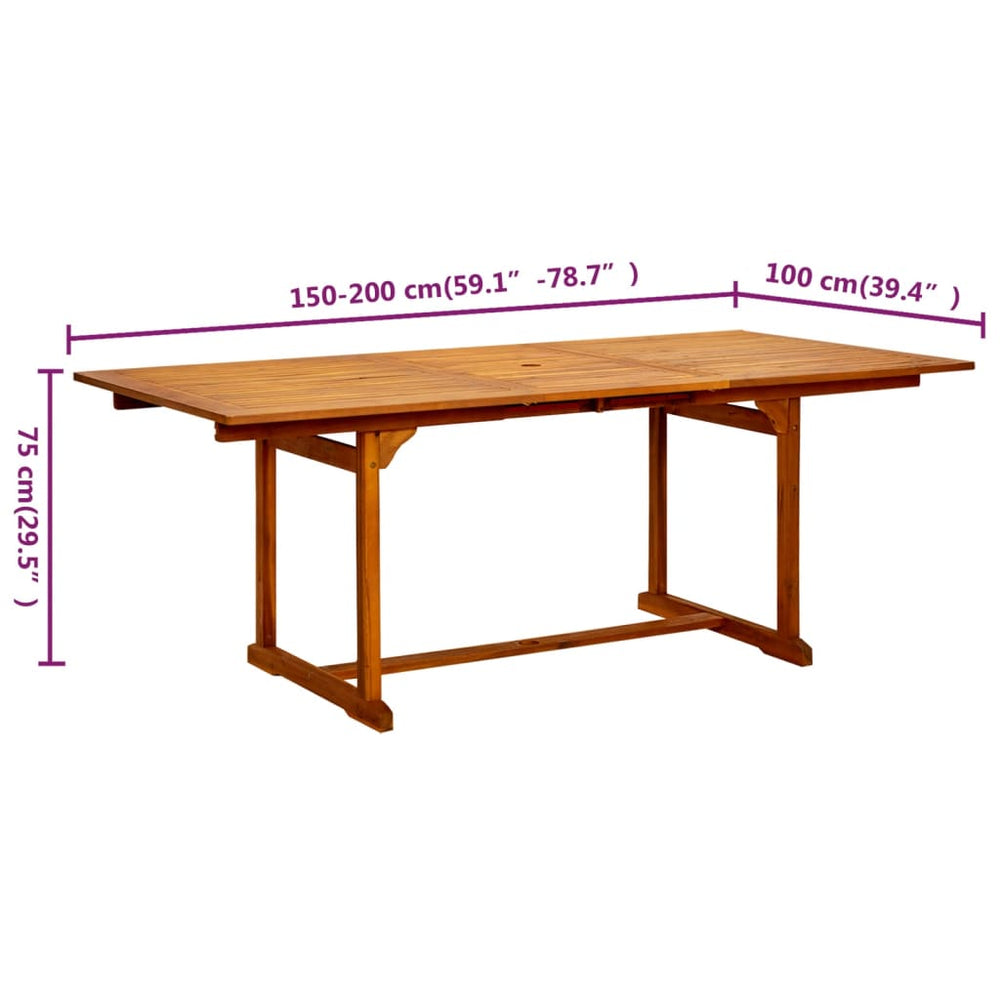 Tuintafel (150-200)x100x75 cm massief acaciahout MeubelReus