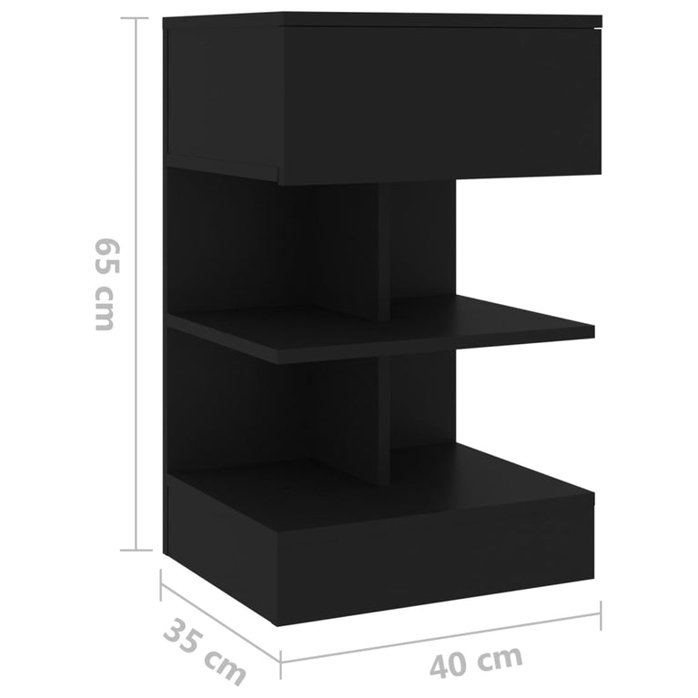 Nachtkastje 40x35x65 cm bewerkt hout zwart MeubelReus