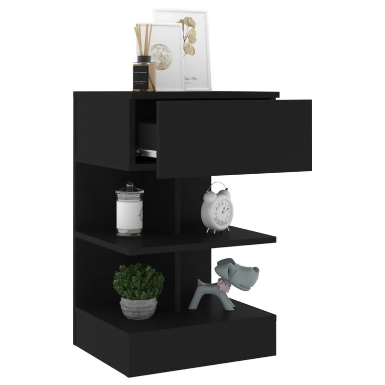 Nachtkastjes 2 st 40x35x65 cm spaanplaat zwart MeubelReus