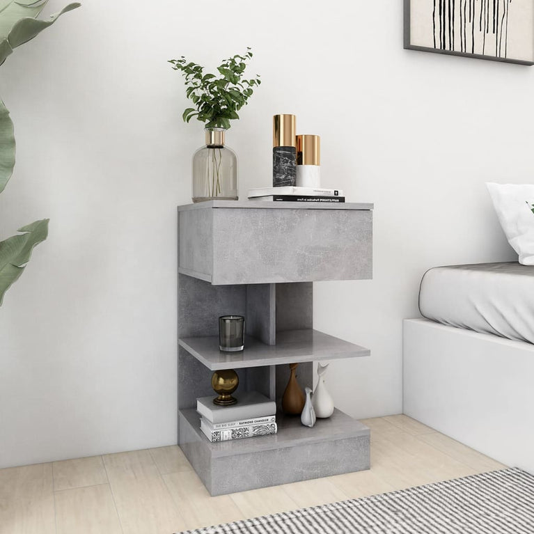 Nachtkastjes 2 st 40x35x65 cm spaanplaat betongrijs MeubelReus