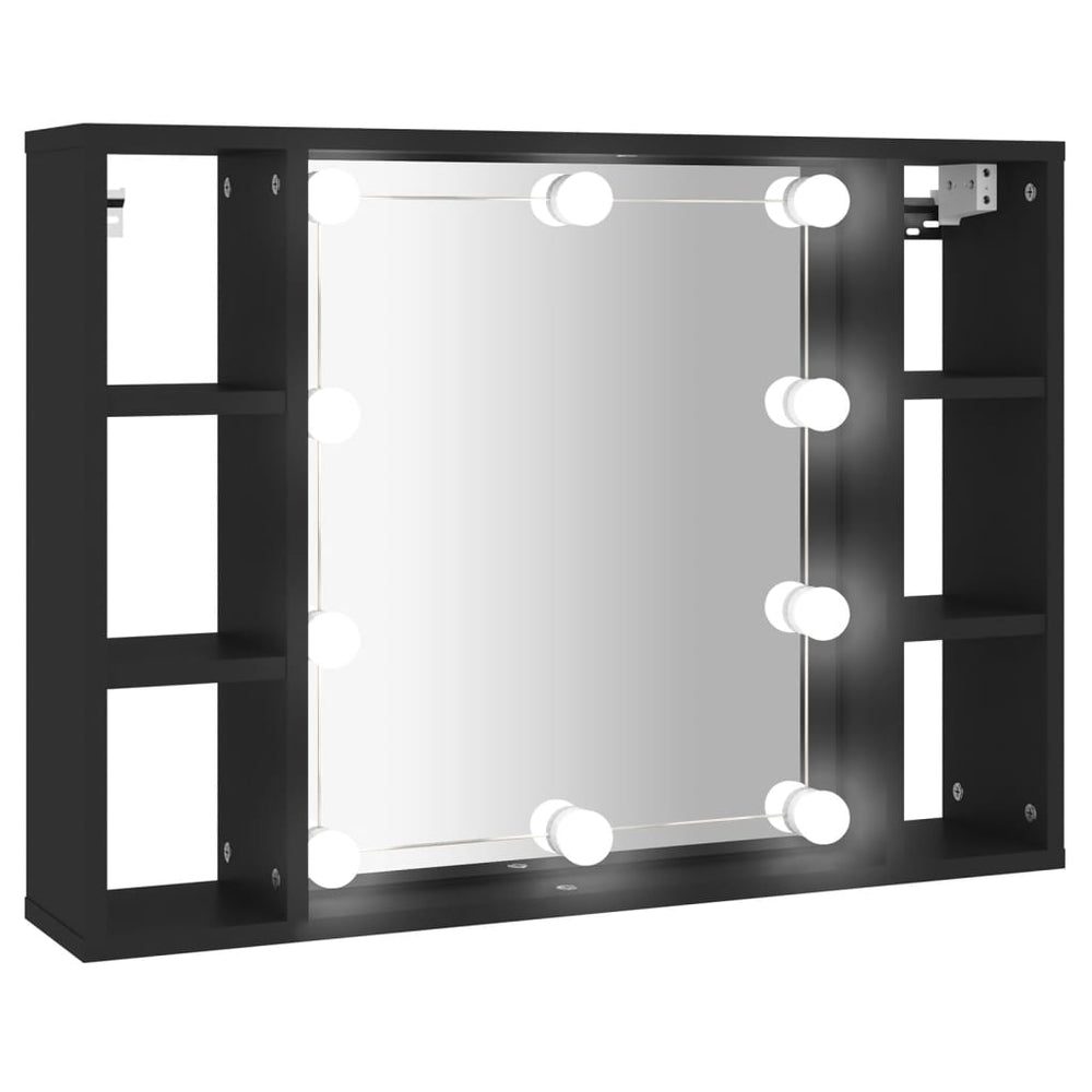 Spiegelkast met LED-verlichting 76x15x55 cm zwart MeubelReus
