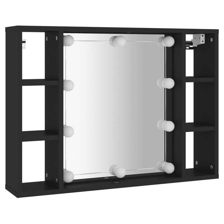 Spiegelkast met LED-verlichting 76x15x55 cm zwart MeubelReus