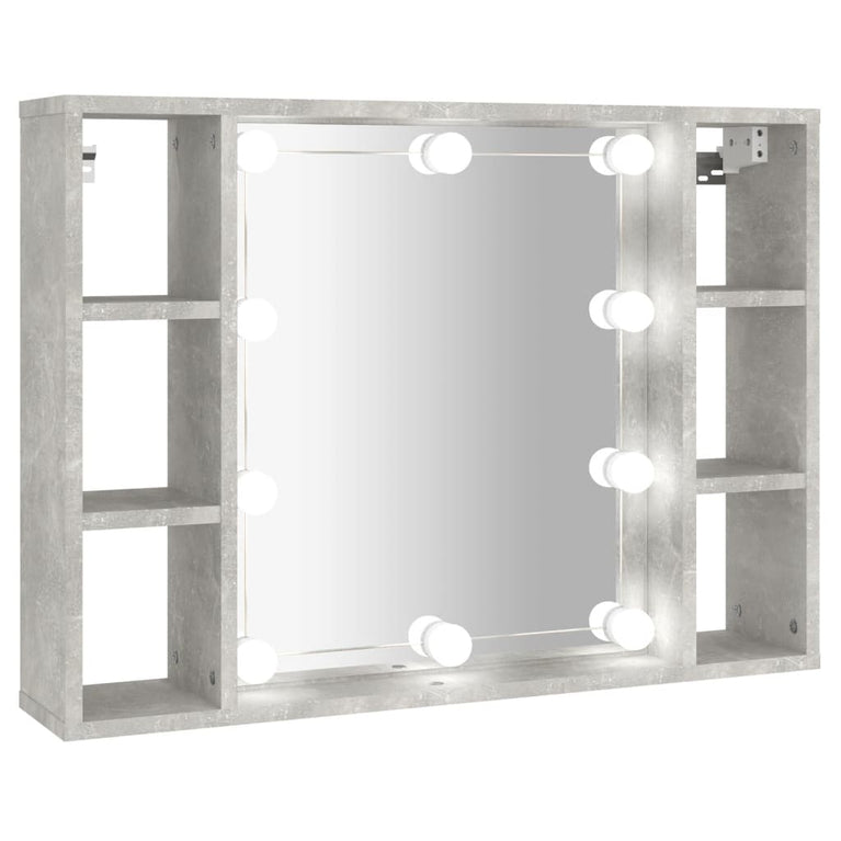 Spiegelkast met LED-verlichting 76x15x55 cm betongrijs MeubelReus