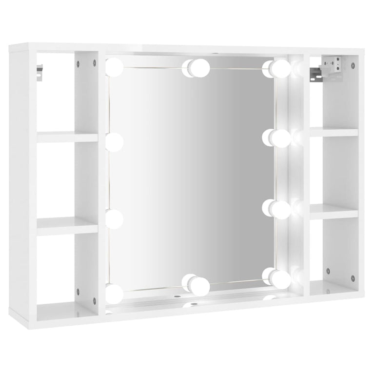 Spiegelkast met LED-verlichting 76x15x55 cm hoogglans wit MeubelReus