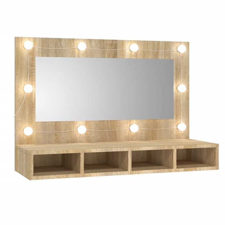 Spiegelkast met LED-verlichting 90x31,5x62 cm sonoma eikenkleur MeubelReus