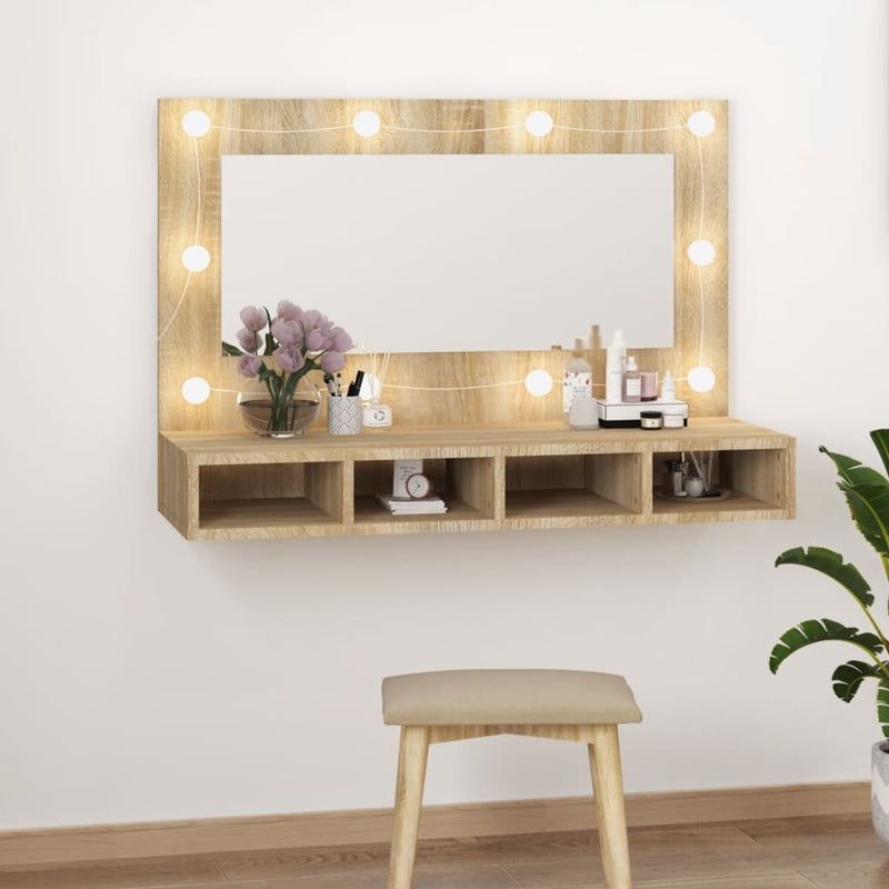 Spiegelkast met LED-verlichting 90x31,5x62 cm sonoma eikenkleur MeubelReus