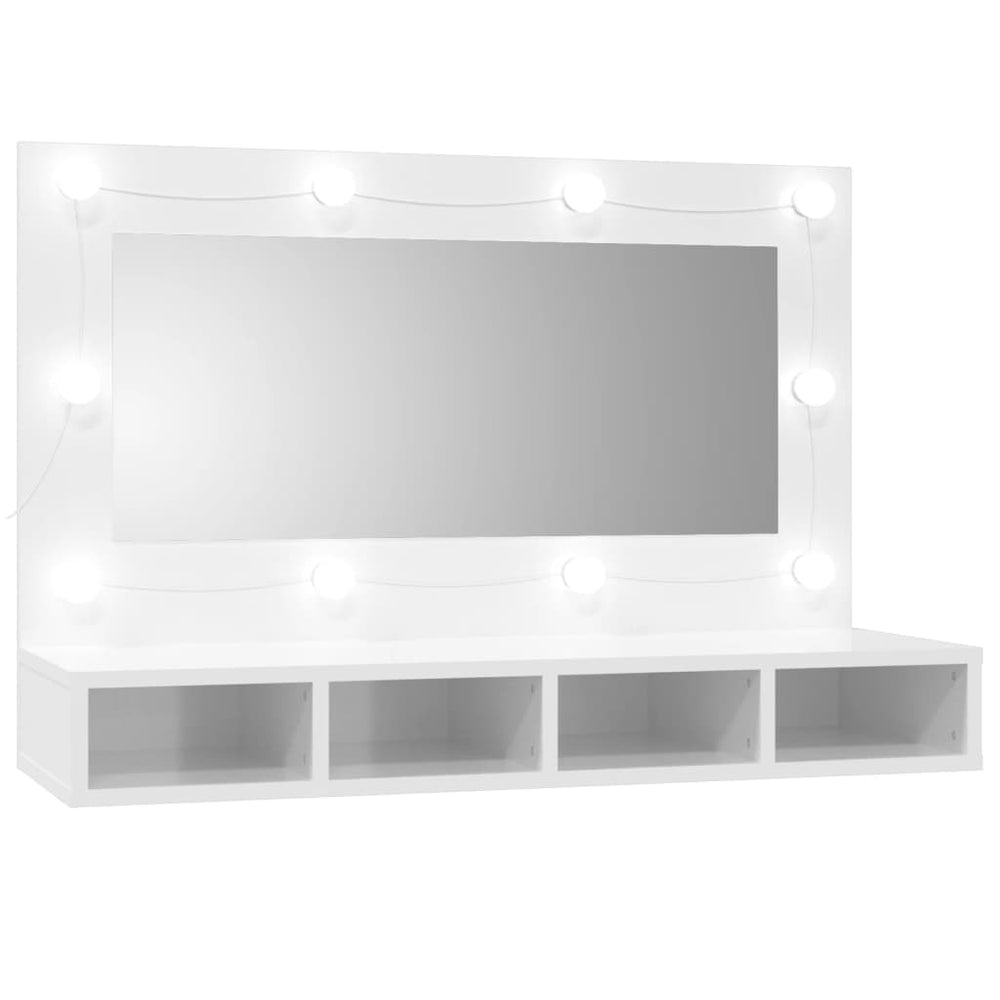 Spiegelkast met LED-verlichting 90x31,5x62 cm hoogglans wit MeubelReus
