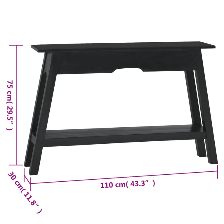 Wandtafel 110x30x75 cm massief mahoniehout zwart MeubelReus