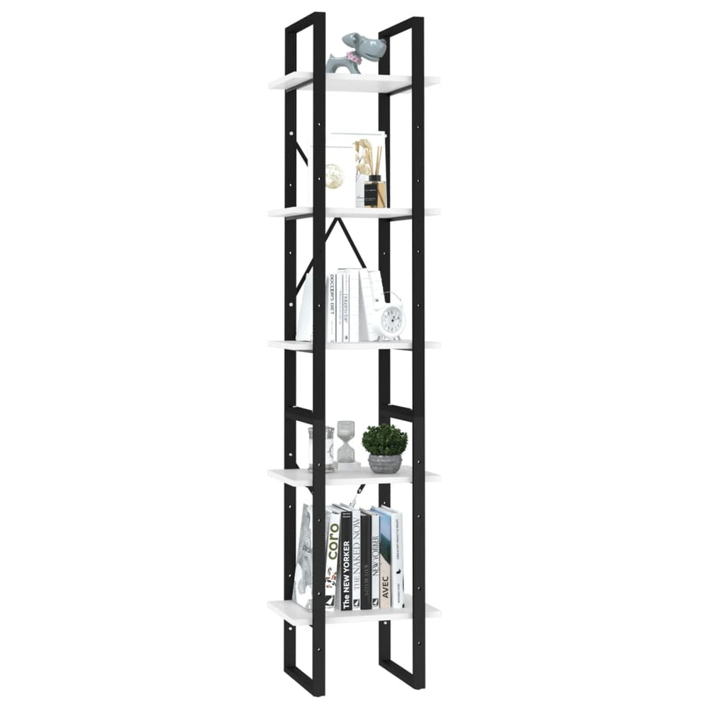 Boekenkast met 5 schappen 40x30x175 cm bewerkt hout wit MeubelReus