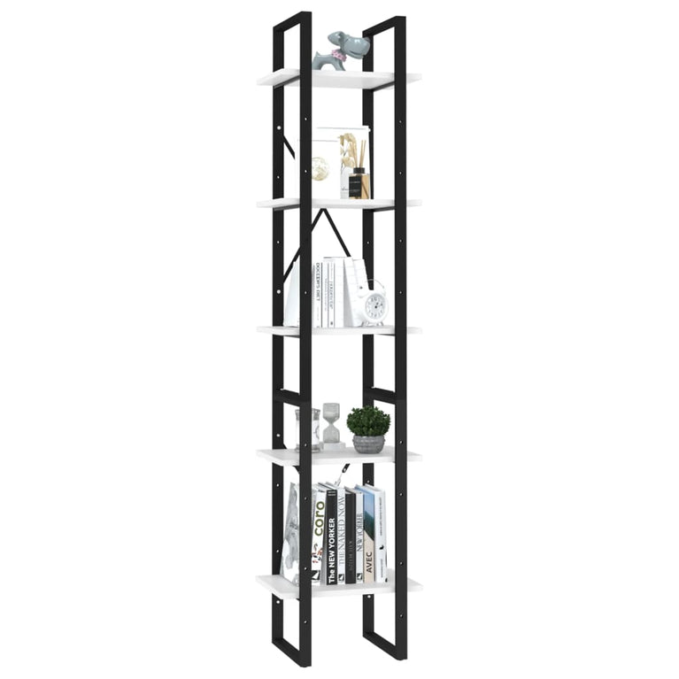 Boekenkast met 5 schappen 40x30x175 cm bewerkt hout wit MeubelReus
