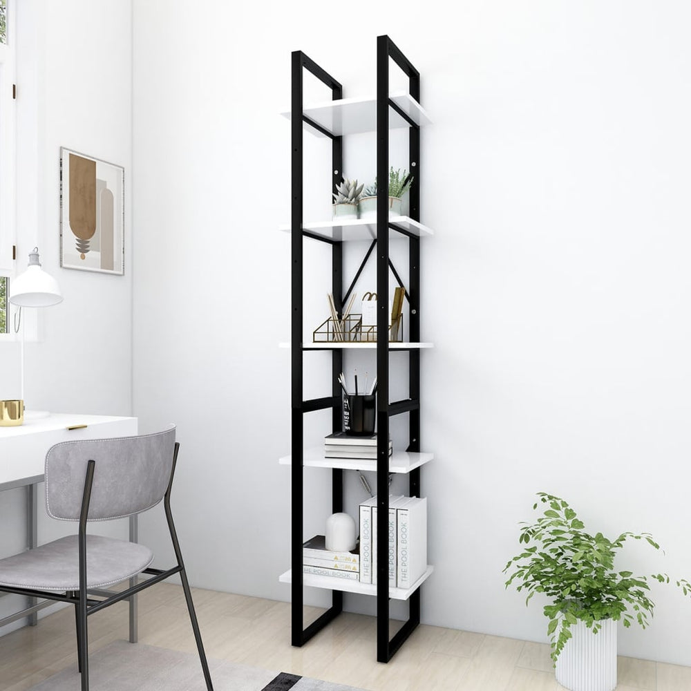 Boekenkast met 5 schappen 40x30x175 cm bewerkt hout wit MeubelReus