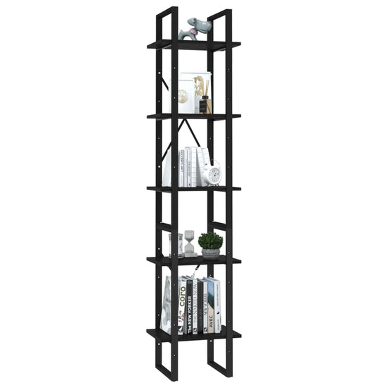 Boekenkast met 5 schappen 40x30x175 cm bewerkt hout zwart MeubelReus