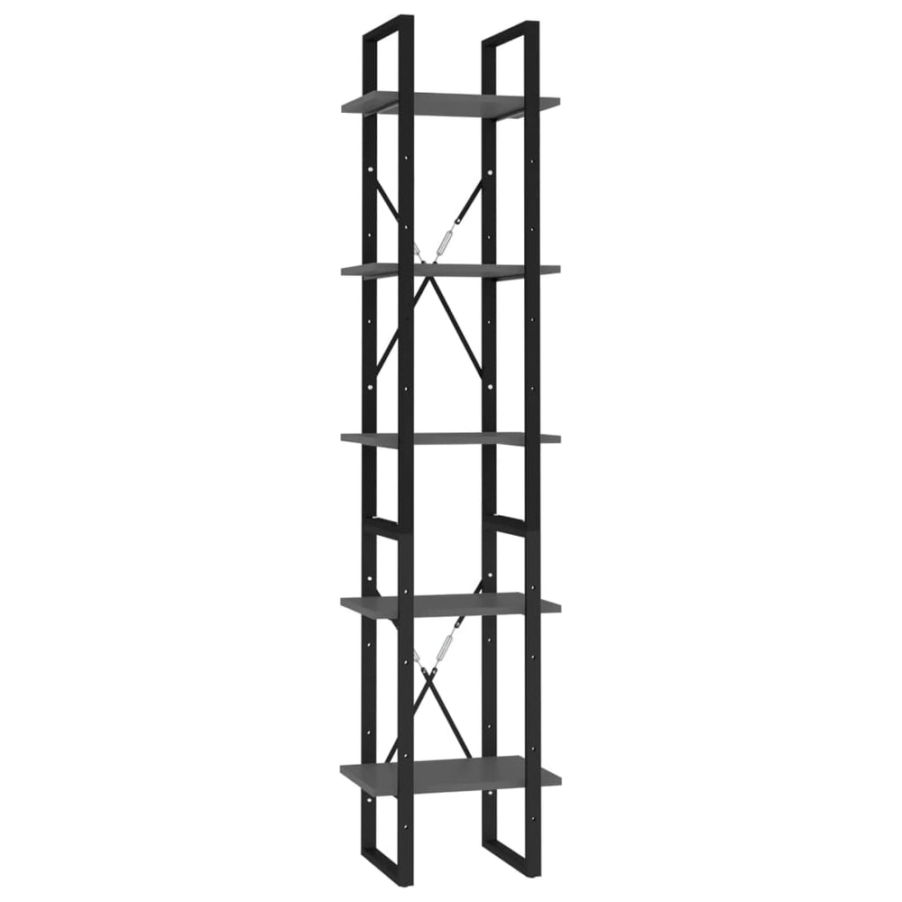 Boekenkast met 5 schappen 40x30x175 cm bewerkt hout grijs MeubelReus
