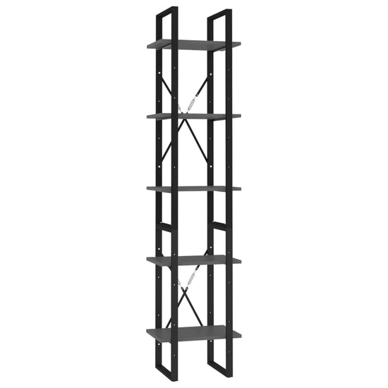 Boekenkast met 5 schappen 40x30x175 cm bewerkt hout grijs MeubelReus