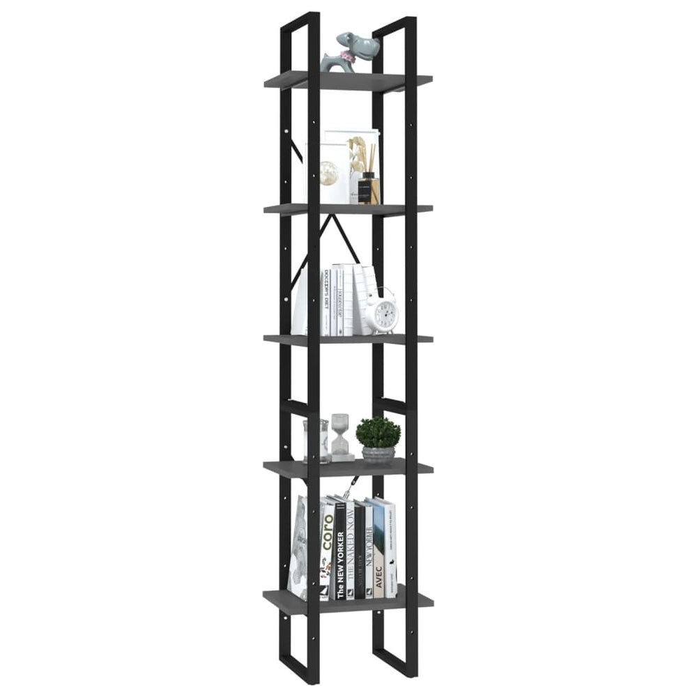 Boekenkast met 5 schappen 40x30x175 cm bewerkt hout grijs MeubelReus